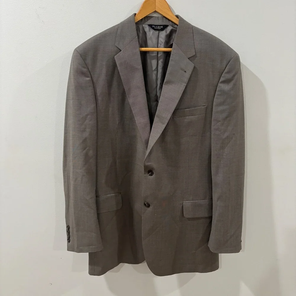 Jos. A. Bank Signature Collection Grey 100% Wool Blazer Jacket 44L 00305